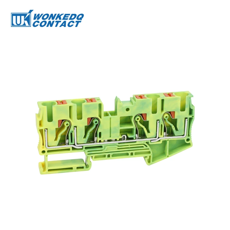 PT6-QU-PE Grounding Terminal Block on Din Rail Earth Ground Electrical 6mm Yellow/Green Wires Connector PT 6-Quattro-PE