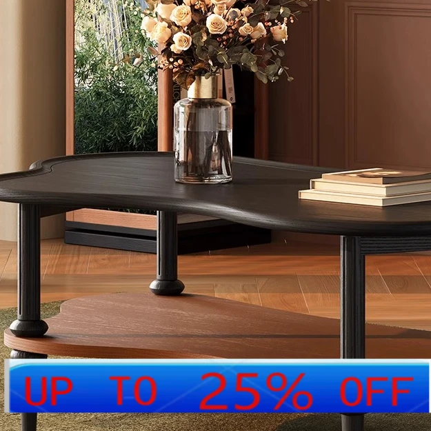 

LMM French retro Chinese style solid wood coffee table living room home special-shaped tea table