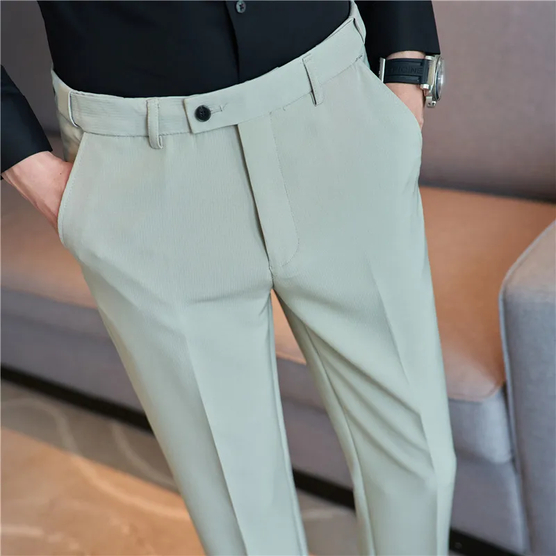 2023 Fashion Pants For Men For Suits Fashion Slim Fit Skinny Streetwear Plain Color Office Trousers Youth Suit Pants Wedding 38