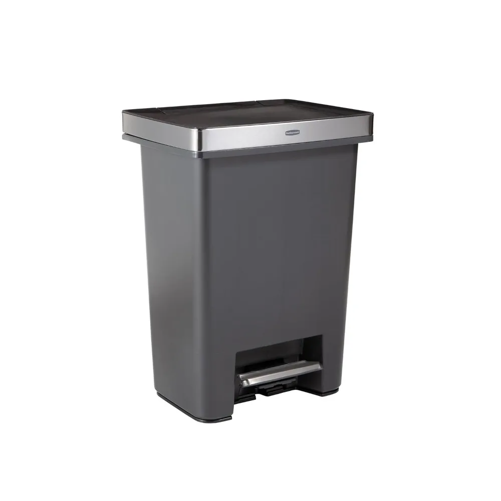 

Premier High-Capacity Step-On Trash Can, 19 Gallon, Single or Dual Stream Trash or Recycling, Charcoal, Stainless-Steel