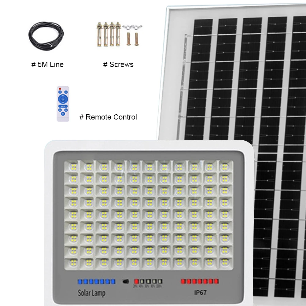 Solar Powered LED Flood Light IP67 Waterproof Outdoor Wall Floodlight Auto-On Outdoor Wall Lamp Multi Modes for Garden Courtyard