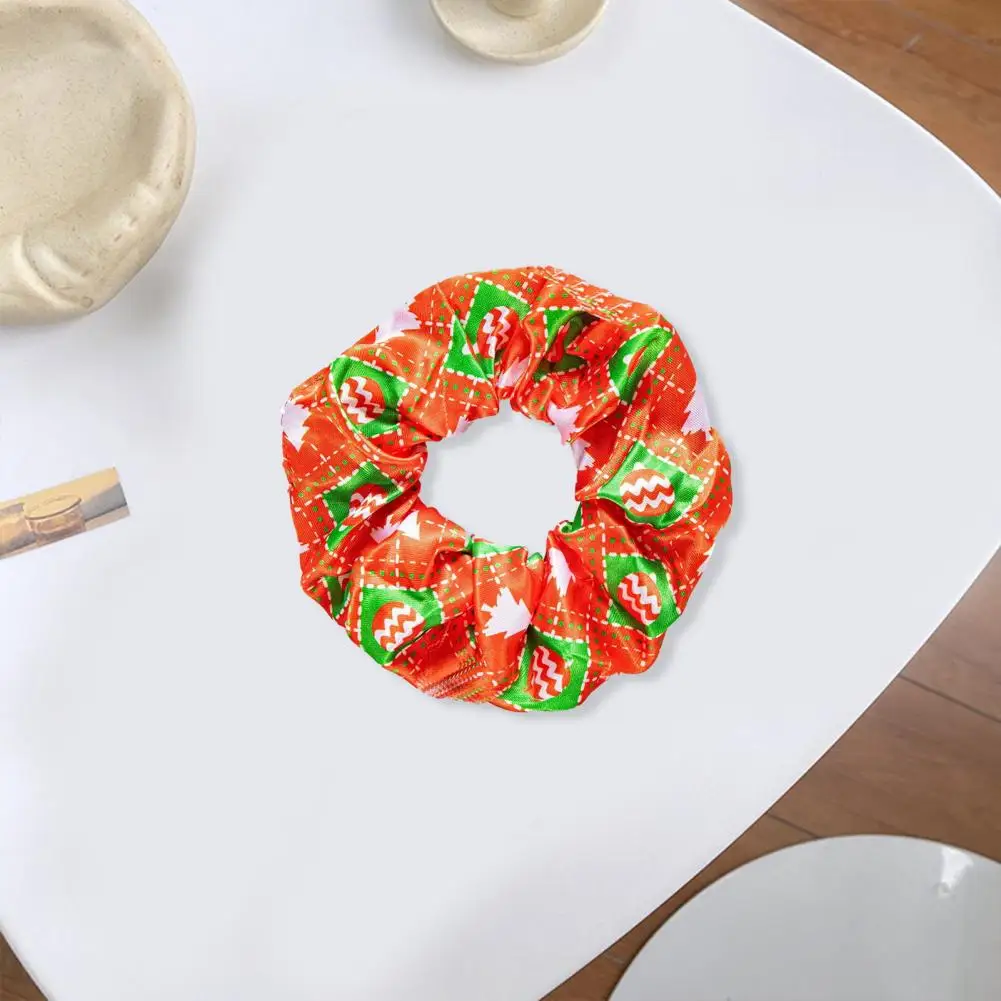 Christmas Scrunchie Santa Sock Scrunchie Festive Christmas Tree Snowflake Stocking Pattern Hair Scrunchie Pleated Hair Rope