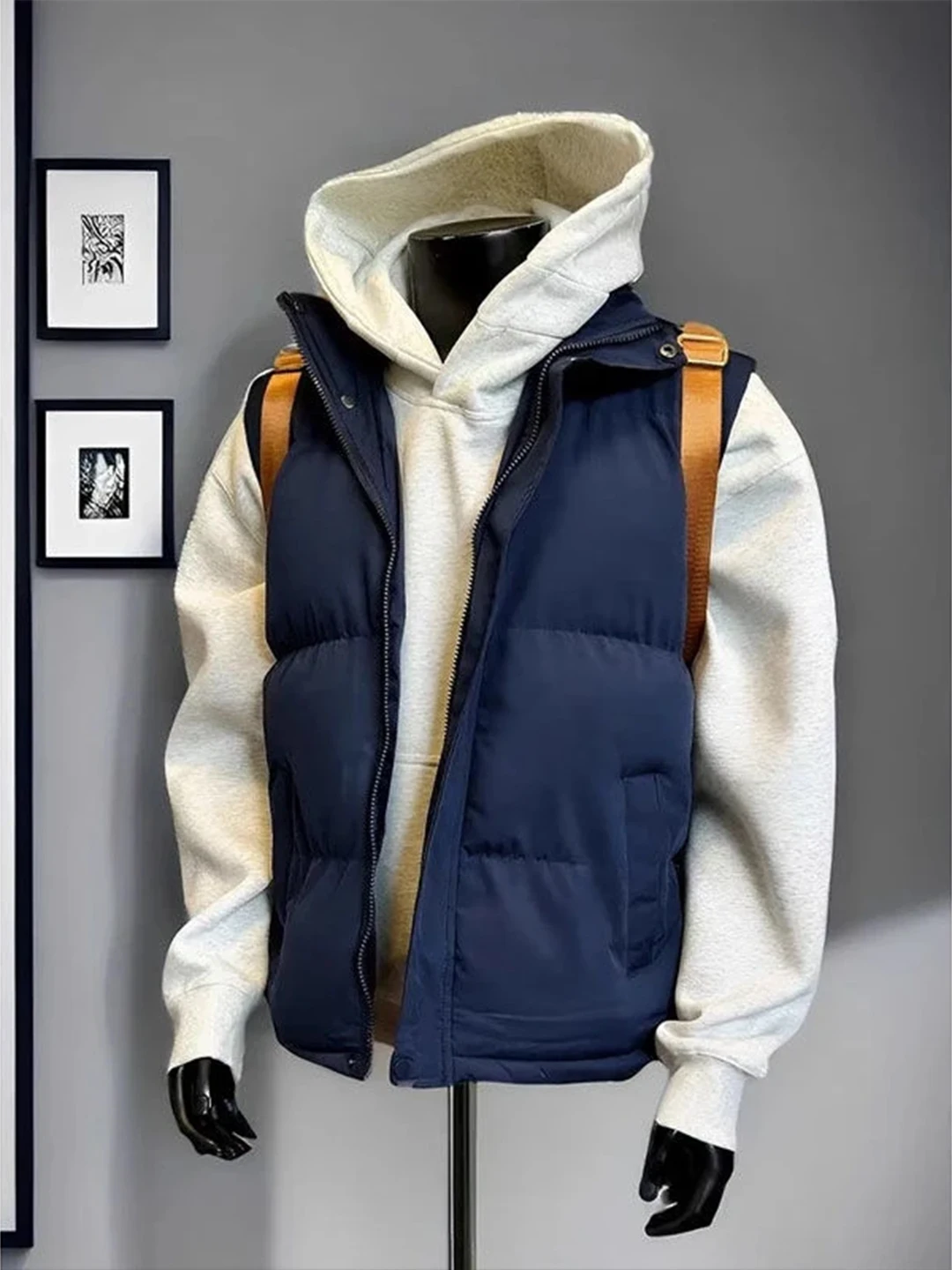 

Утепленная осенне-зимняя мужская теплая хлопковая жилетка в корейском стиле, верхняя одежда с капюшоном на молнии, повседневная модная куртка из полиэфирного волокна
