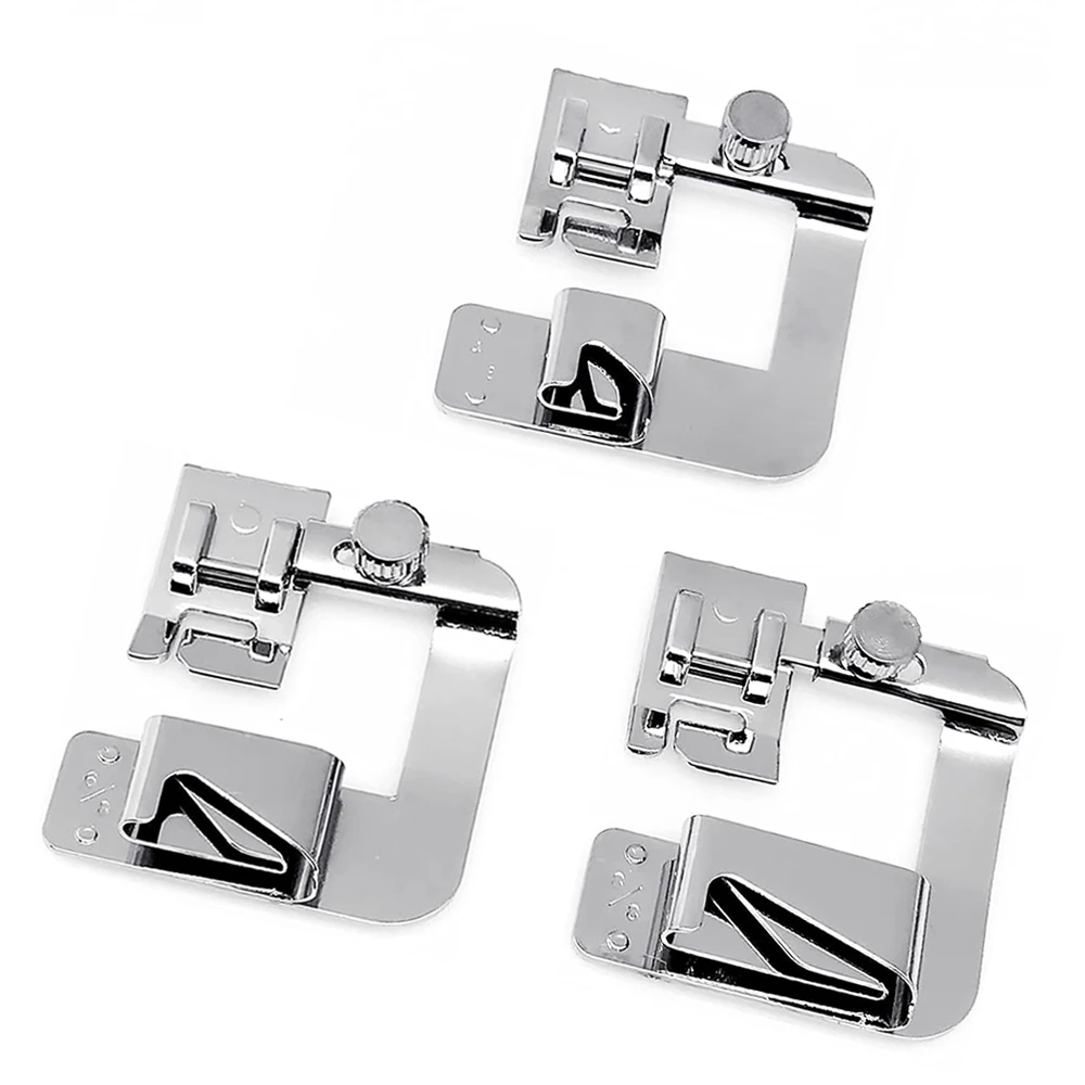 3 pcs Domestic Sewing Machine Presser Foot Rolled Hem Feet For Brother Singer Janome Babylock Juki Sewing Machine Accessories