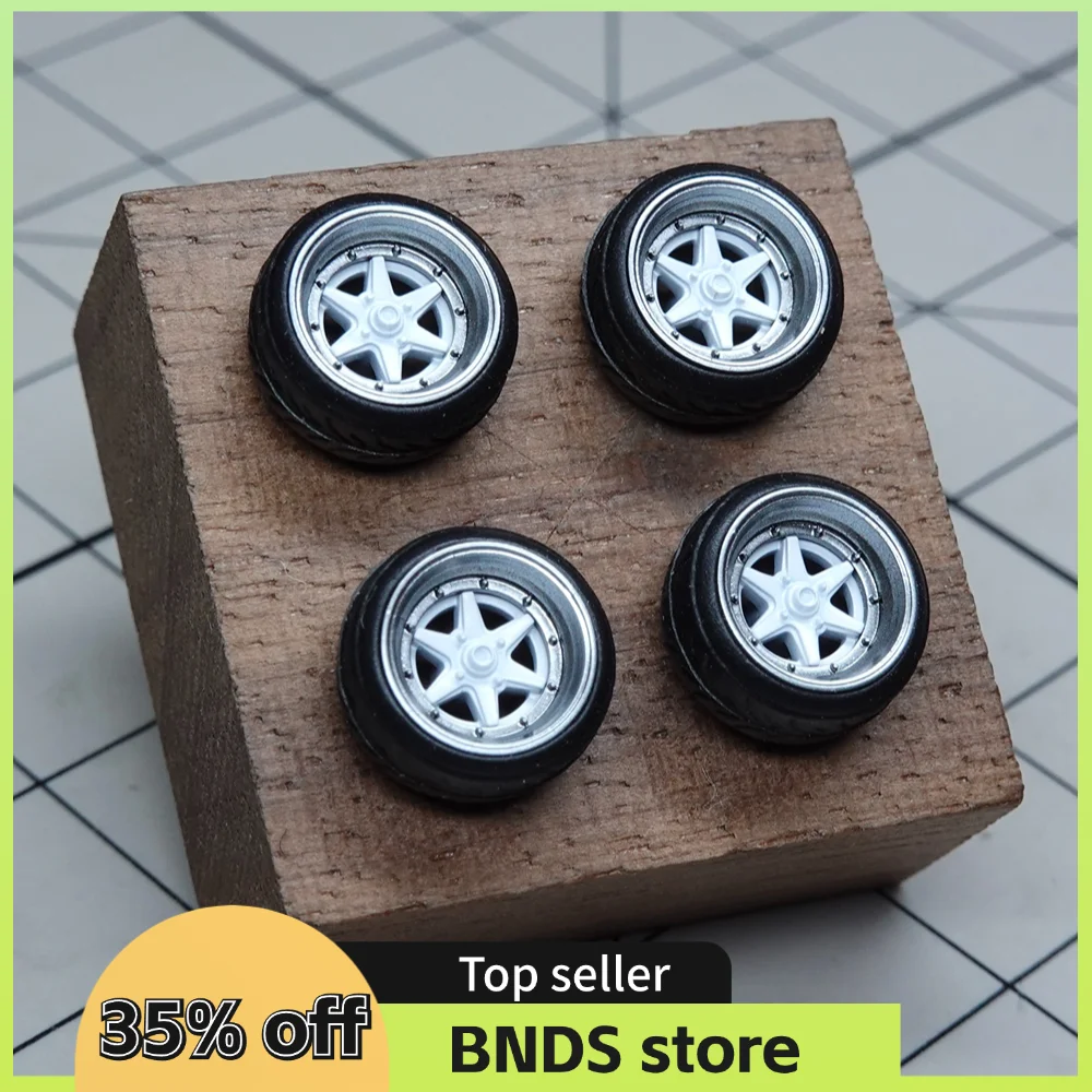 PUFF 1/64 모델 자동차 수지 휠(고무 타이어 포함) 모델 스포츠 차량 Tomica JDM용 부품 재장착