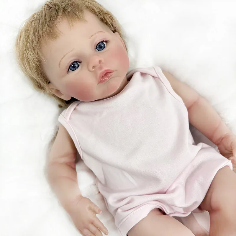 

19-дюймовая кукла Reborn для новорожденных с лугом, мягкая ткань, реалистичное тело, многослойная живопись, 3D кожа, видимые вены, художественная кукла высокого качества