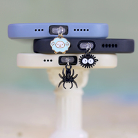 Halloween cartoon animal spider black elf coal ball, phone dustproof plug, DIY pendant mobile phone accessories couple gift