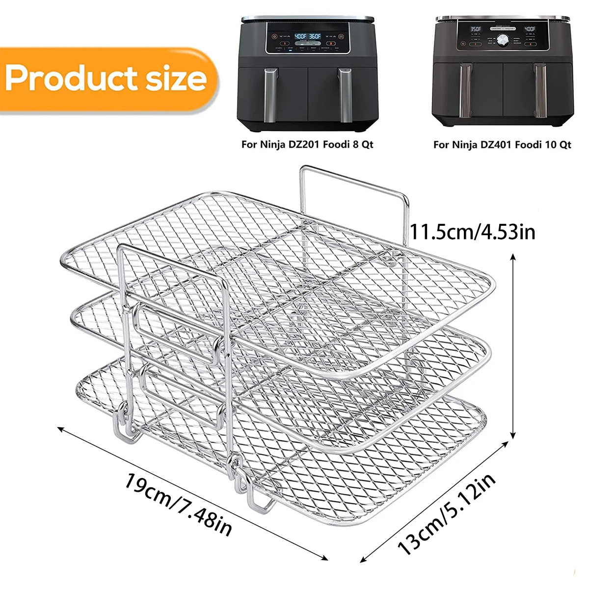 Air Fryer Rack Stainless Steel Multi-Layer Dehydrator Rack Cooking Steamer Roasting Racks Air Fryer Accessories Kitchen Gadgets