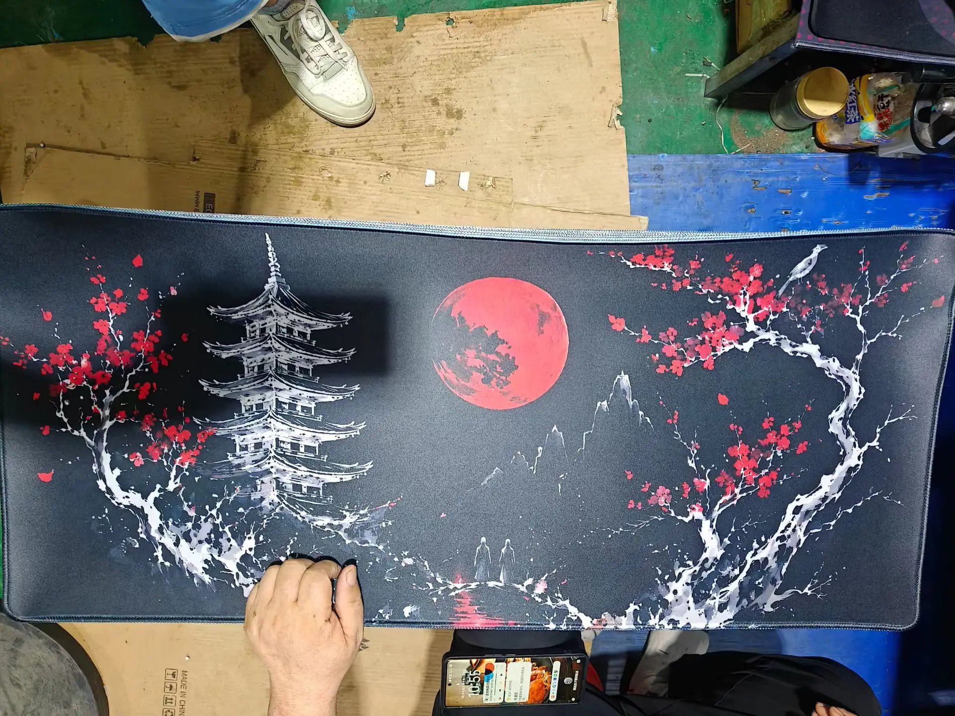 Japanese Sakura Mouse Pad Black Red Deskmat Computer Office Game Rubber Anti-slip Gaming Keyboard Starry Sky Moon Large Mousepad