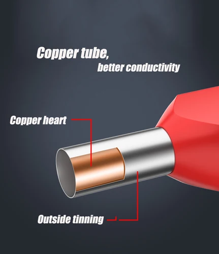 Imagen 2 del producto 130/380/600 Uds TE tubo de doble cable tipo terminal preaislado tipo pin europeo terminal prensado en frío tipo pin extremo de tubo de cobre