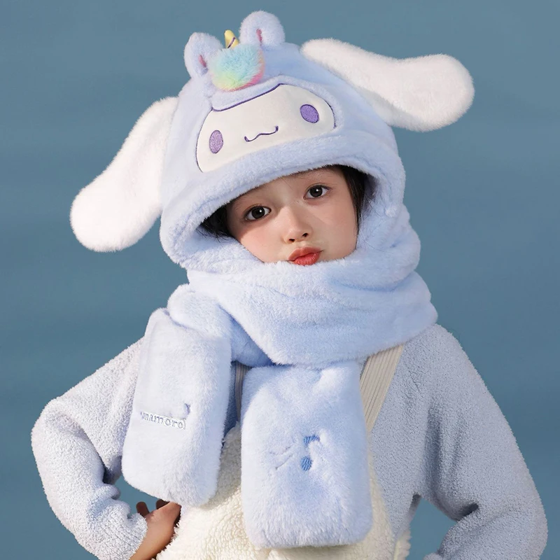 Miniso cinnamoroll Winter Children Hat Scarf Gloves Three-piece Kid Cap 3 in1 Girl Headcap Neck Cover Pupil Neckwarmer Warm Gift