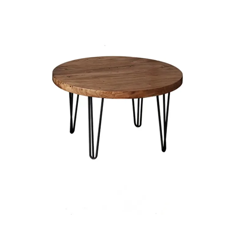 

Modern simple coffee table corner table solid wood small round table antique wrought iron elm classical coffee