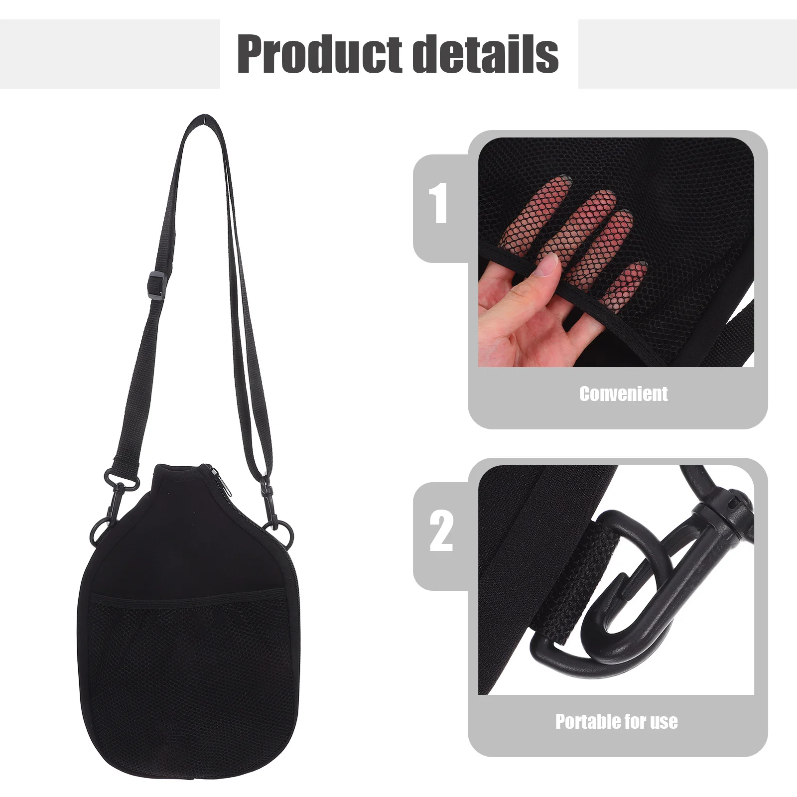 2Pcs Waterproof Neoprene Paddle Cover Protective Case for Pickleball Table Tennis Racket Mesh Storage Pocket Portable Sleeve