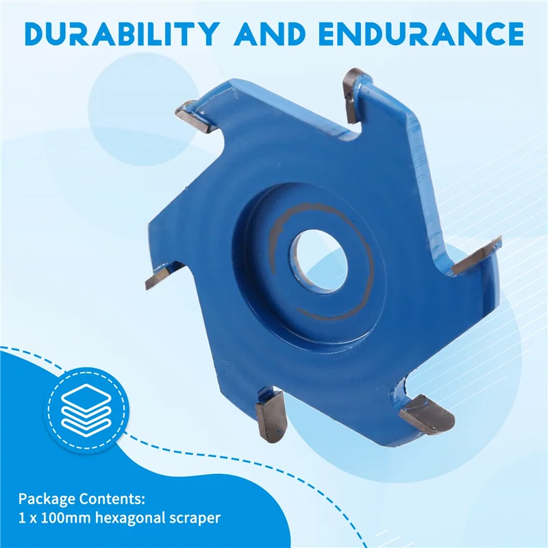 A76K Hexagonal Scraper 100Mm Angle Grinder Flat Knife Wood Carving Grinding Milling Cutter Wood Carving Scraper Tool