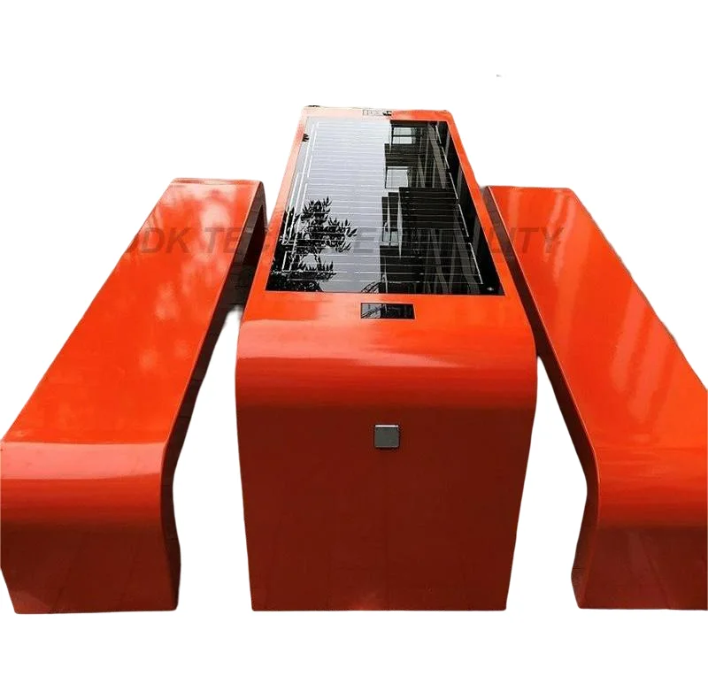 

Garden Chairs Smart Solar Bench Steel Outdoor Street Furniture With USB Blue Tooth Voice Wireless Charge Light