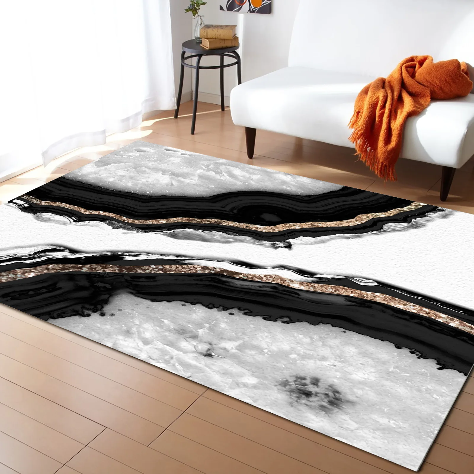 

Agate Marble Glam Decor Art Carpet for Home Living Room Bedroom Bedside Decor Large Area Rug Kids Room Crawl Mat