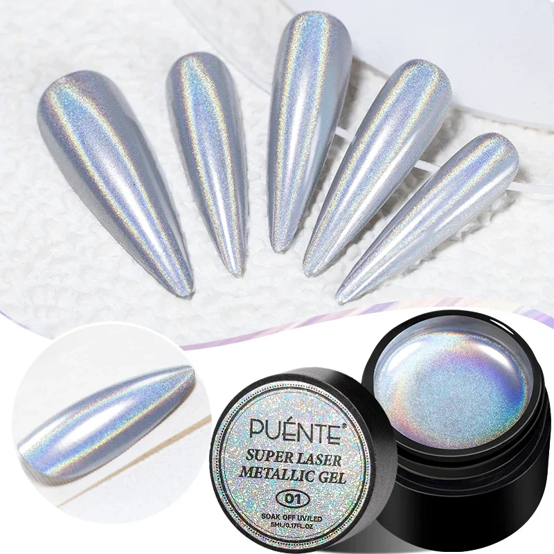 Super Laser Metallic Painting Gel Nail Polish 5ML Chrome Holographic Mirror Metal Effect Nail Art Gel Soak Off UV Nail Varnish