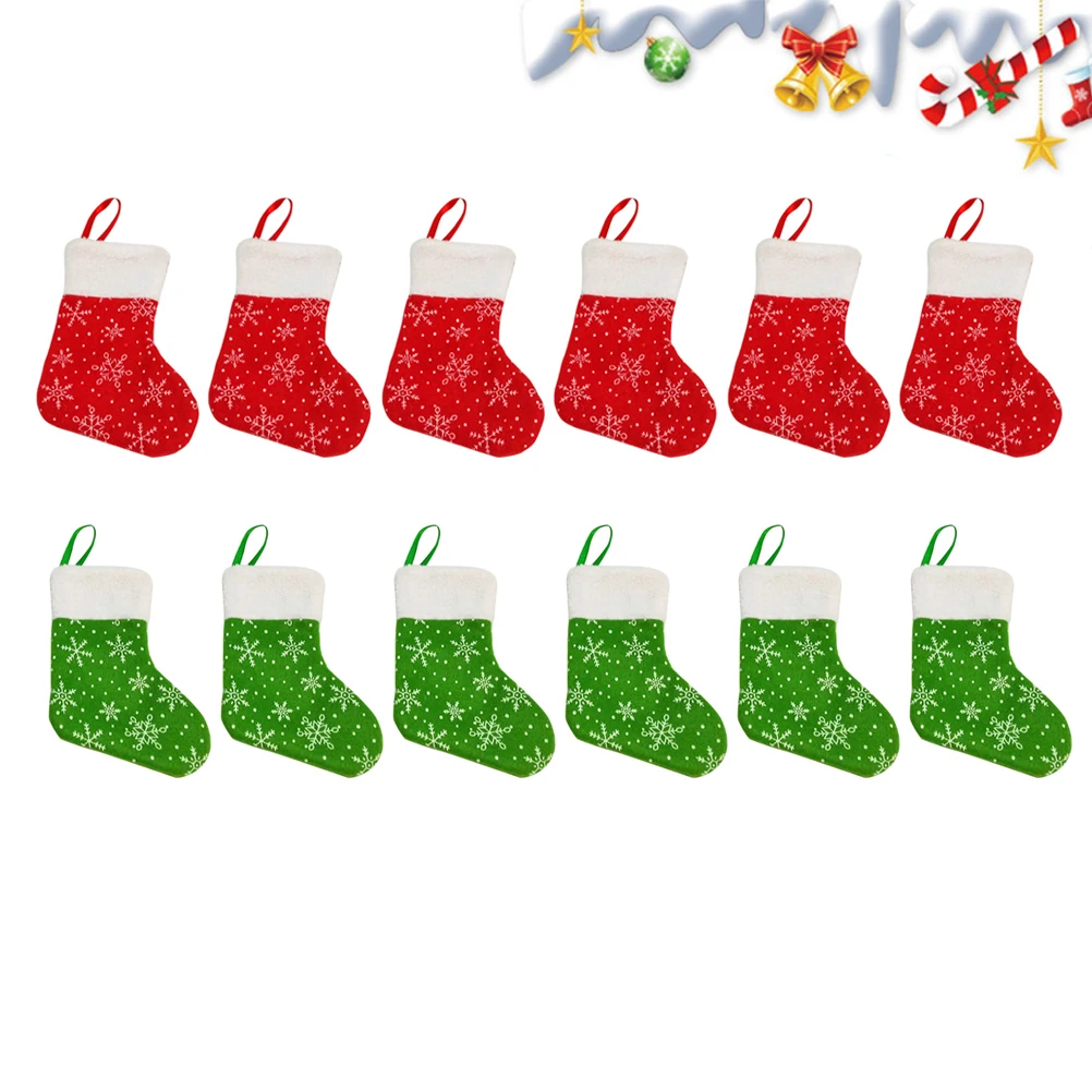 

12Pcs Christmas Stocking High Quality Super Material Comfortable Xmas Tree Hanging Candy Gift Bag Christmas Stocking