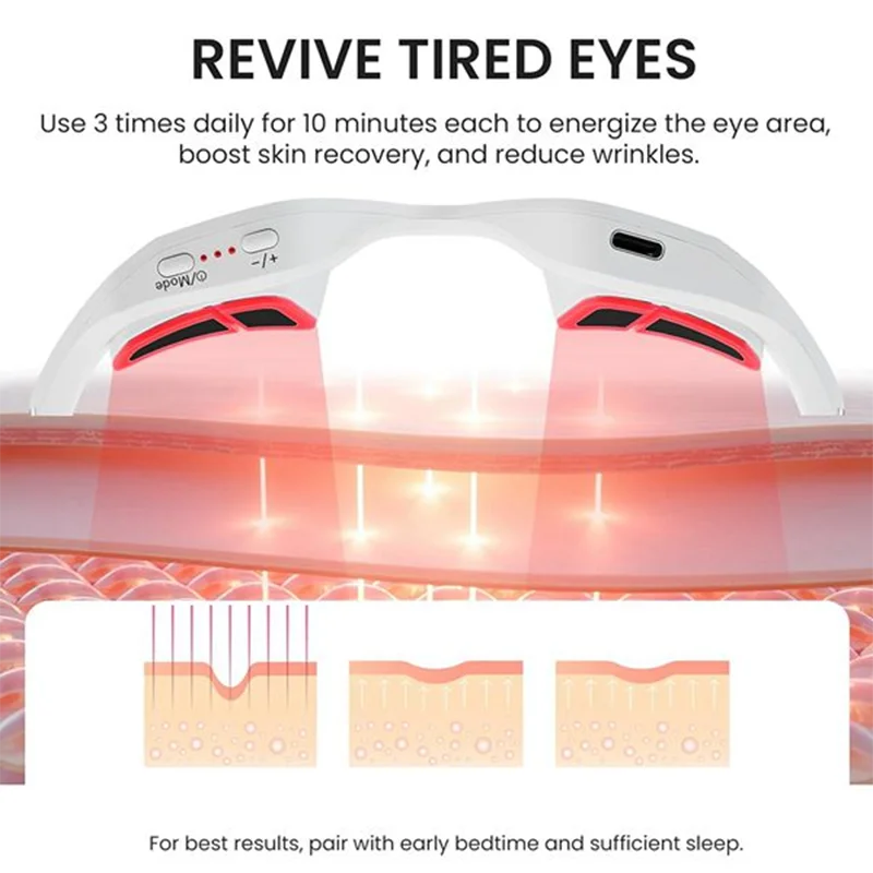 BLIB-Eye Massager Under Eye Red Light Therapy Device, 3D Eyes Relax Massager for Reducing Dark Circles Smoothing Fine Lines