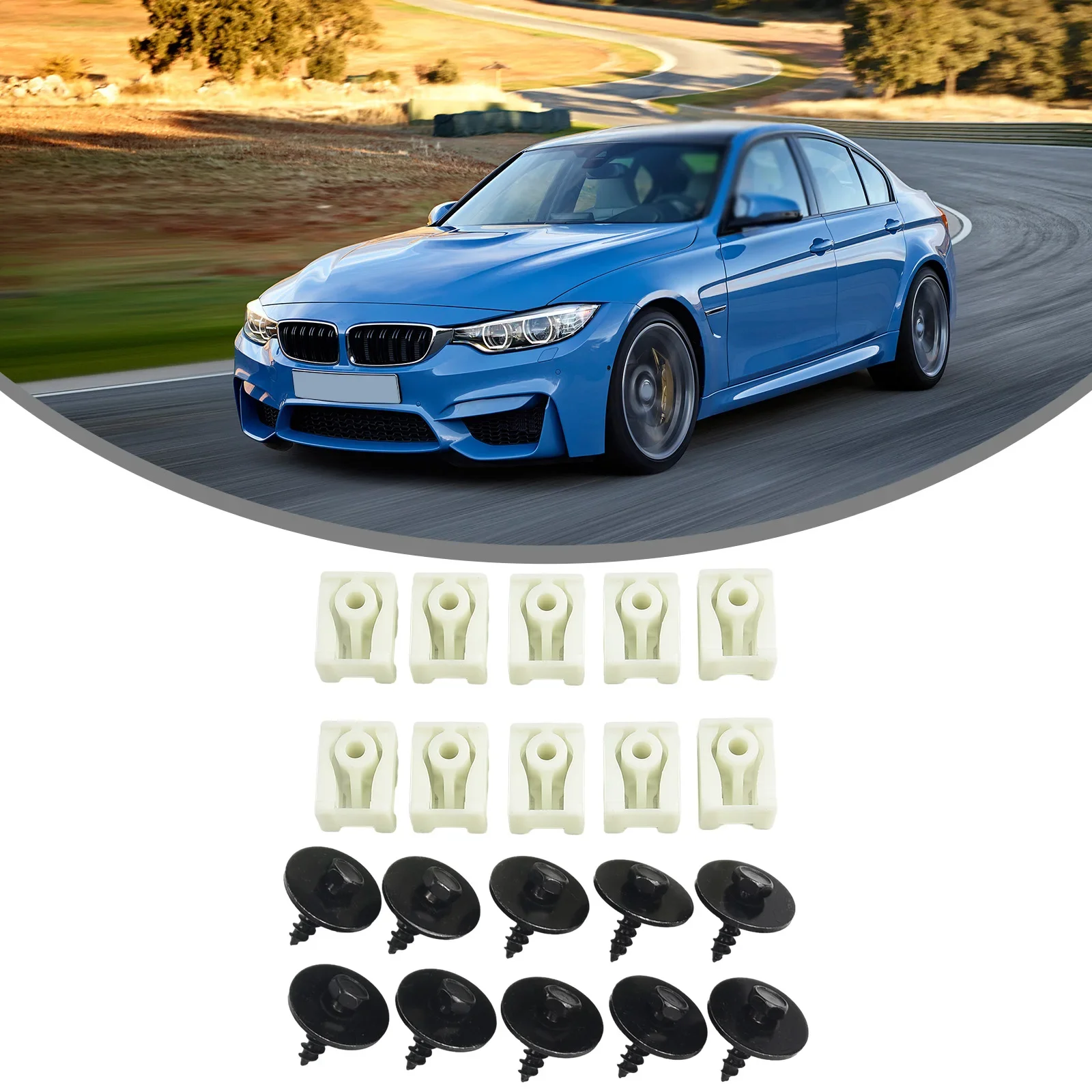 

20Pcs C-Card Hexagonal Bolt Black And White Auto Accessories For BMW Front Wing Liner Durable