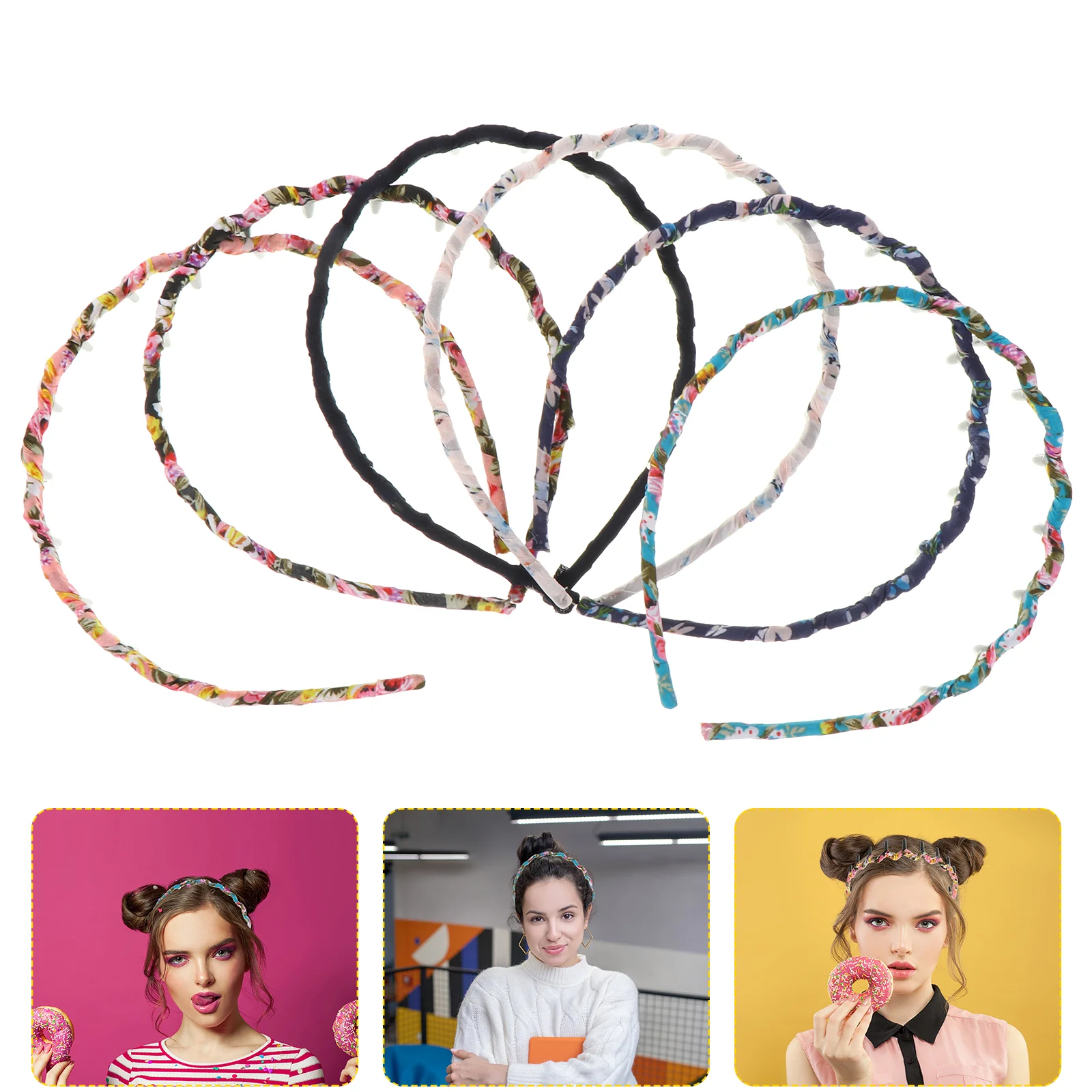 6 Pcs Toothed Headband Wavy Hair Accessories Ties Zigzag Hairband Comb Women Headdress