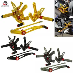 WAASE Motorcycle Adjustable Rearset Footrests Foot Pegs Pedals Rear Set For YAMAHA YZF-R6 YZF R6 2006-2007 2008-2016 RJ11 RJ15