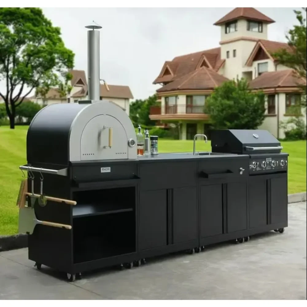 Outdoor Kitchen with Roof Cover Outdoor Garden Kitchen Set Kitchen BBQ Cabinets