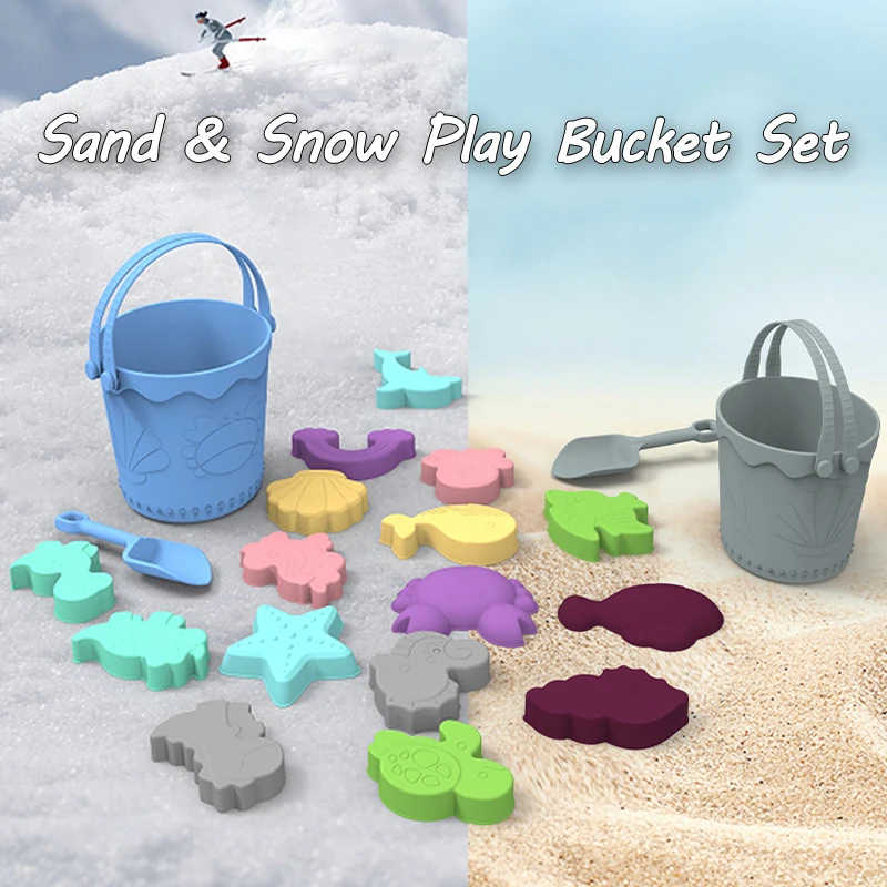 10/18pcs Silicone Snow Sand Beach Toys Baby Sandbox Bucket Shovel Kit Snow Sand Water Play Tools Summer Outdoor Games Toddlers