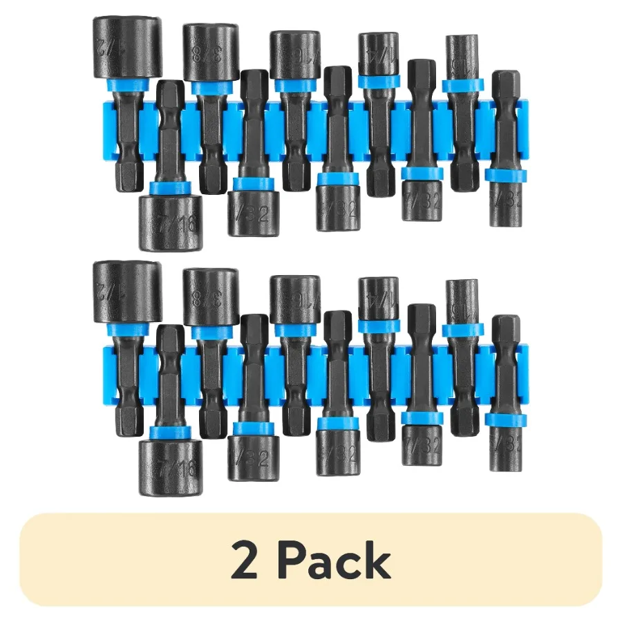 مجموعة مفكات صامولة مكونة من قطعتين مكونة من 10 قطع، مجموعة مقابس متنوعة مكونة من 10 قطع للتدريبات والتأثيرات، فولاذ الموليبدينوم الكروم