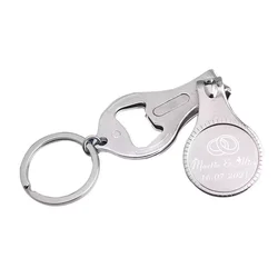 20/50pcs Personalized Bottle Opener Wedding Party Favors Custom Keychain Nail Clipper Souvenir Key Holder Wedding Gift For Guest