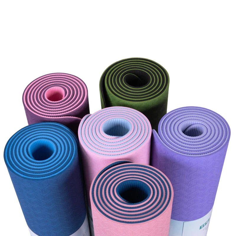 10mm Thickened Double Layer Two-Colour TPE Yoga Pilates Mat Non-Slip Fitness Sports Dance Mat Rubber PU 68cm Wider Gym Logopromo