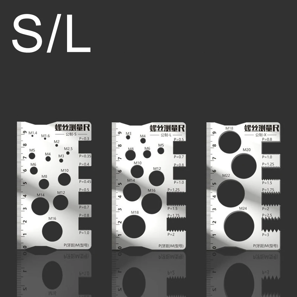 Durabler Stainless Steel Ruler Screw Measuring Ruler Precise Pitch Measurement Thread Gauge Screw Measurement Ruler Measuring