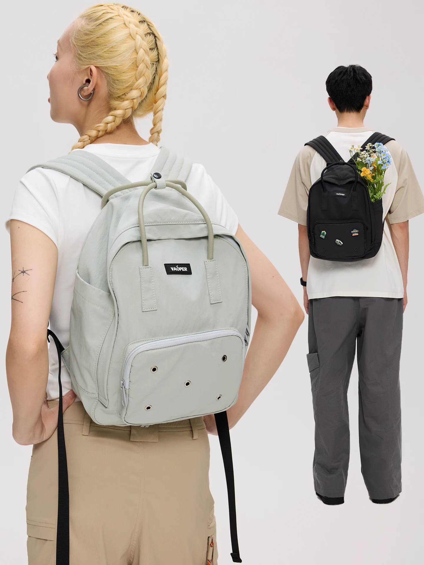 VAOPER Large Capacity Double Shoulder Backpack Travel Commuting Women's High School Student Book Bag Outdoor Functional Style...