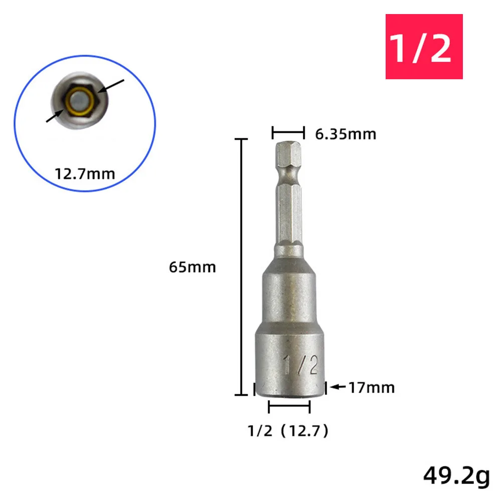

5 шт. 65 мм Шестигранная розетка Магнитный адаптер для дрели торцевой ключ ремонтный инструмент 65 мм 5 16 3 8 1 2 7 16 9 16
