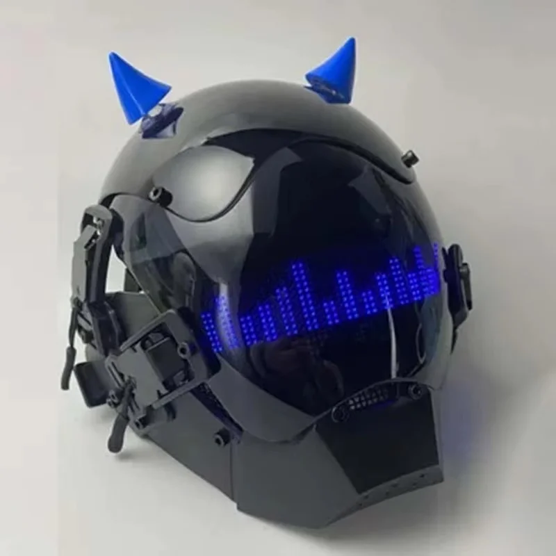 Cyber Punk Mask Halloween Cosplay Costumes Sci-Fi Mechanical Mask With Screen Mech Mask Carnival Comic-Con Party Bar Coser Props