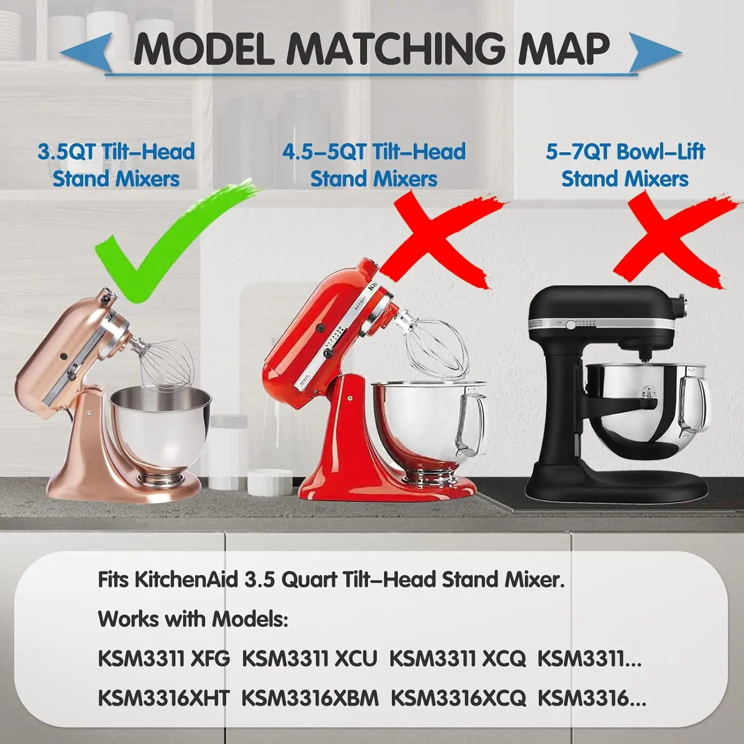 6-Wire Whip Attachment MINI egg beat for KitchenAid 3.5 Qt Tilt-Head KSM3311 KSM3316, Heavy Duty,fit kitchenaid mini 3qt 3.5Qt