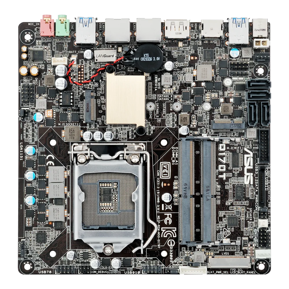 ASUS Q170T Motherboard Intel Q170 MINI ITX Motherboard LGA 1150 support  6300 7100 6500 7500 7300 6600 7500 7700 G4600 cpu DDR4