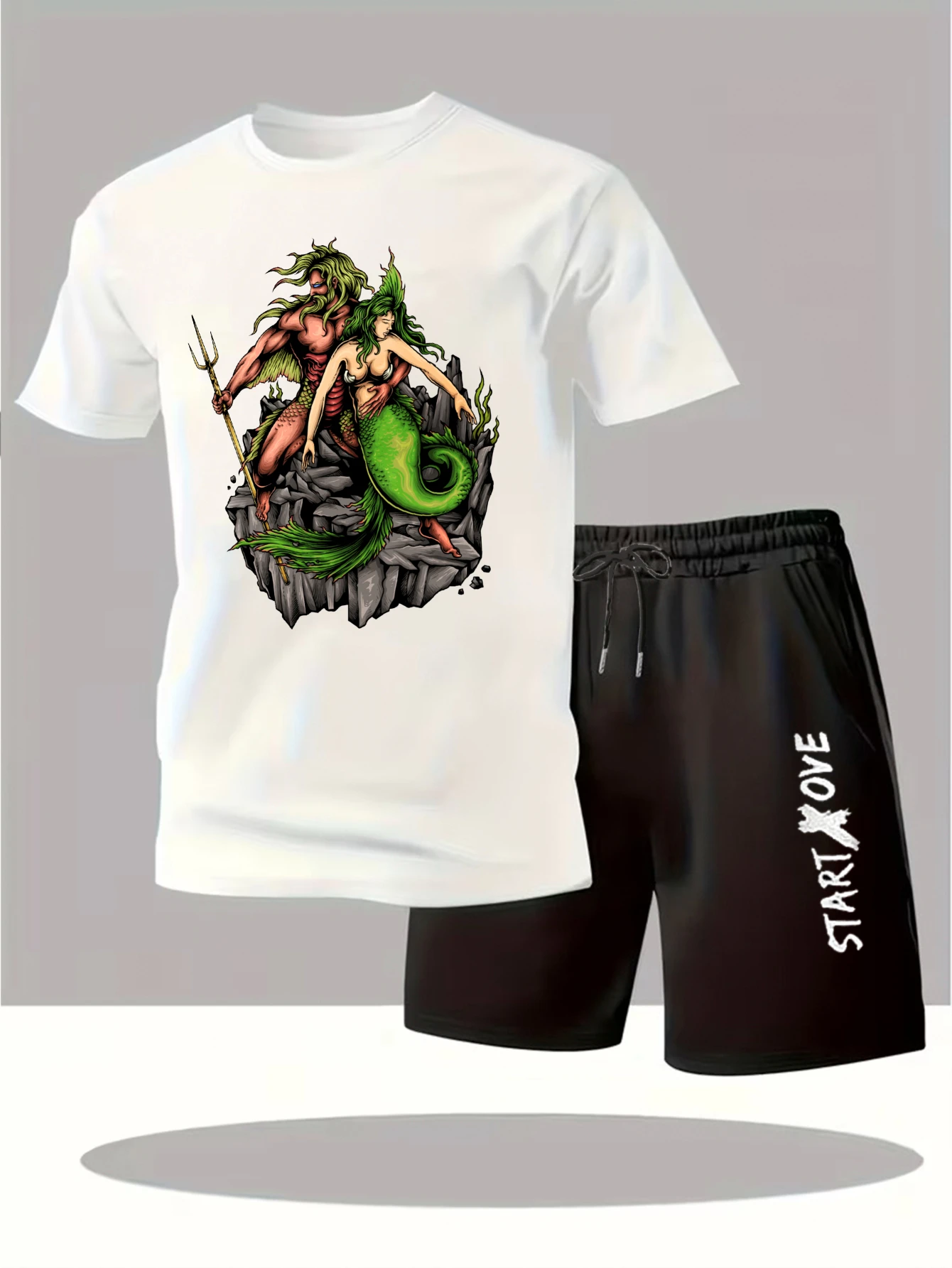 

Мужские комплекты 2025: Новинка! Модный комплект одежды с коротким рукавом, принтованный костюм для мужчин, графический свитшот, спортивный костюм Y2K