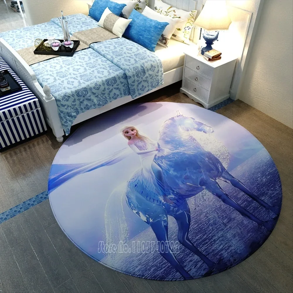   Frozen Princess Elsa Anna Girl Rug Round Carpet 120cm Crawling Game Antypoślizgowa mata podłogowa dla dzieci Sypialnia Pokój dzienny Wystrój