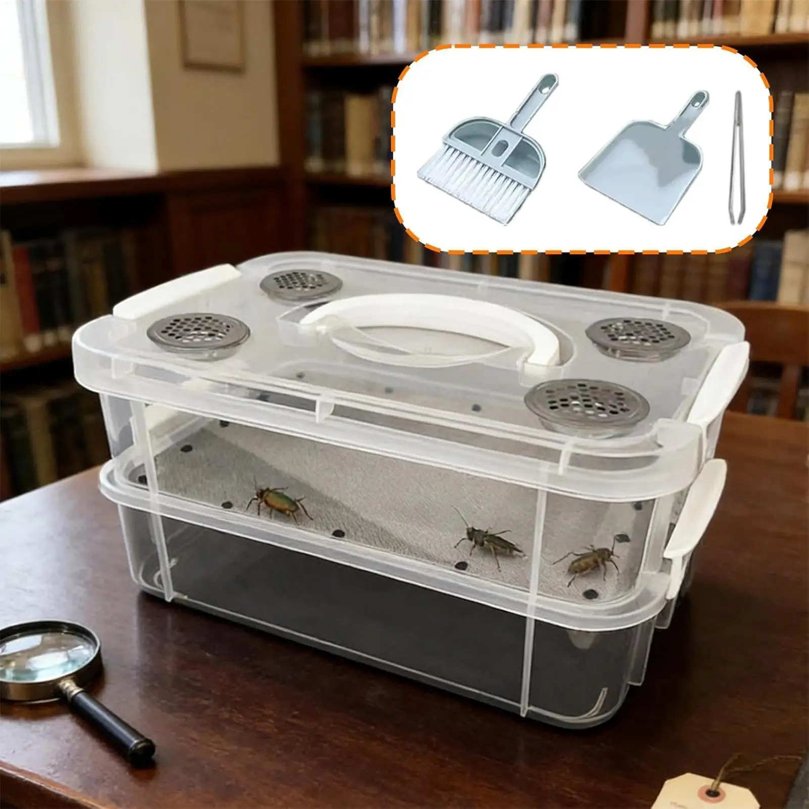 Kit de cría de gusanos de la harina, Contenedores de alimentación para gusanos de maíz, Comedero para gusanos de maíz, Caja para prevención de humedad y olores, Malla de criba eficiente