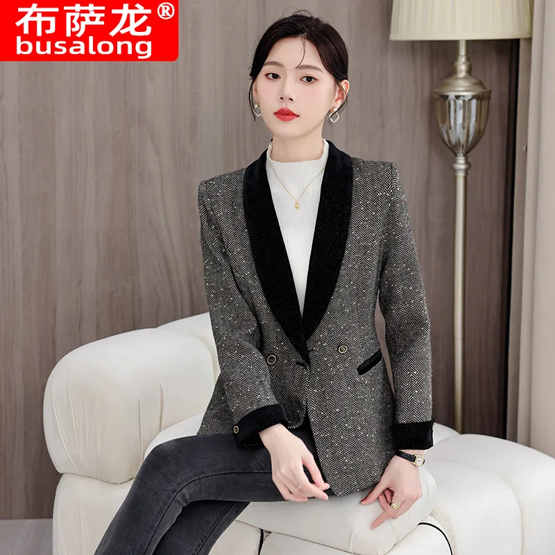 Design High-End Sequined Suit Jacket for Women Autumn New Casual BusinessOLSlim Fit One Button Commuter Suit