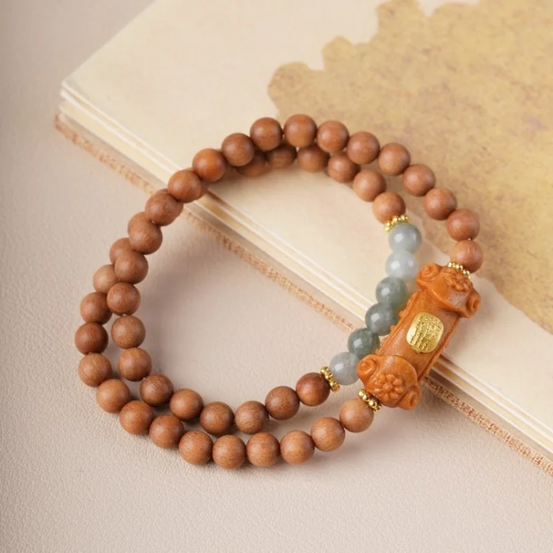 

Original Barbie Sandalwood DIY , Personalized Five-Sutra Buddhist Bead , Ethnic Style Couple's Bracelet
