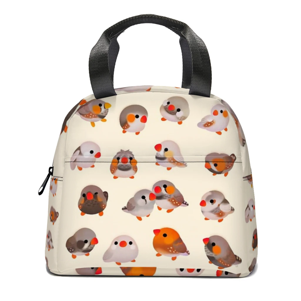 Zebra finch Lunch Box Women Multifunction Cooler Thermal Food Insulated Lunch Bag Kids Portable Picnic Tote Bags