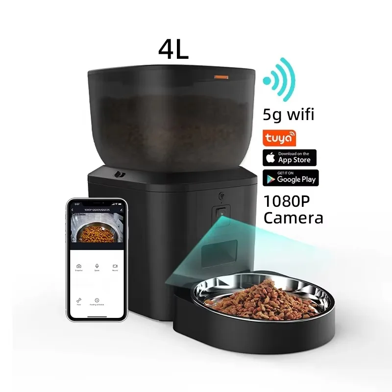 1080p WiFi Pet Camera with Two-Way Audio and Smart Dog Food Dispenser, Supports 5G WiFi