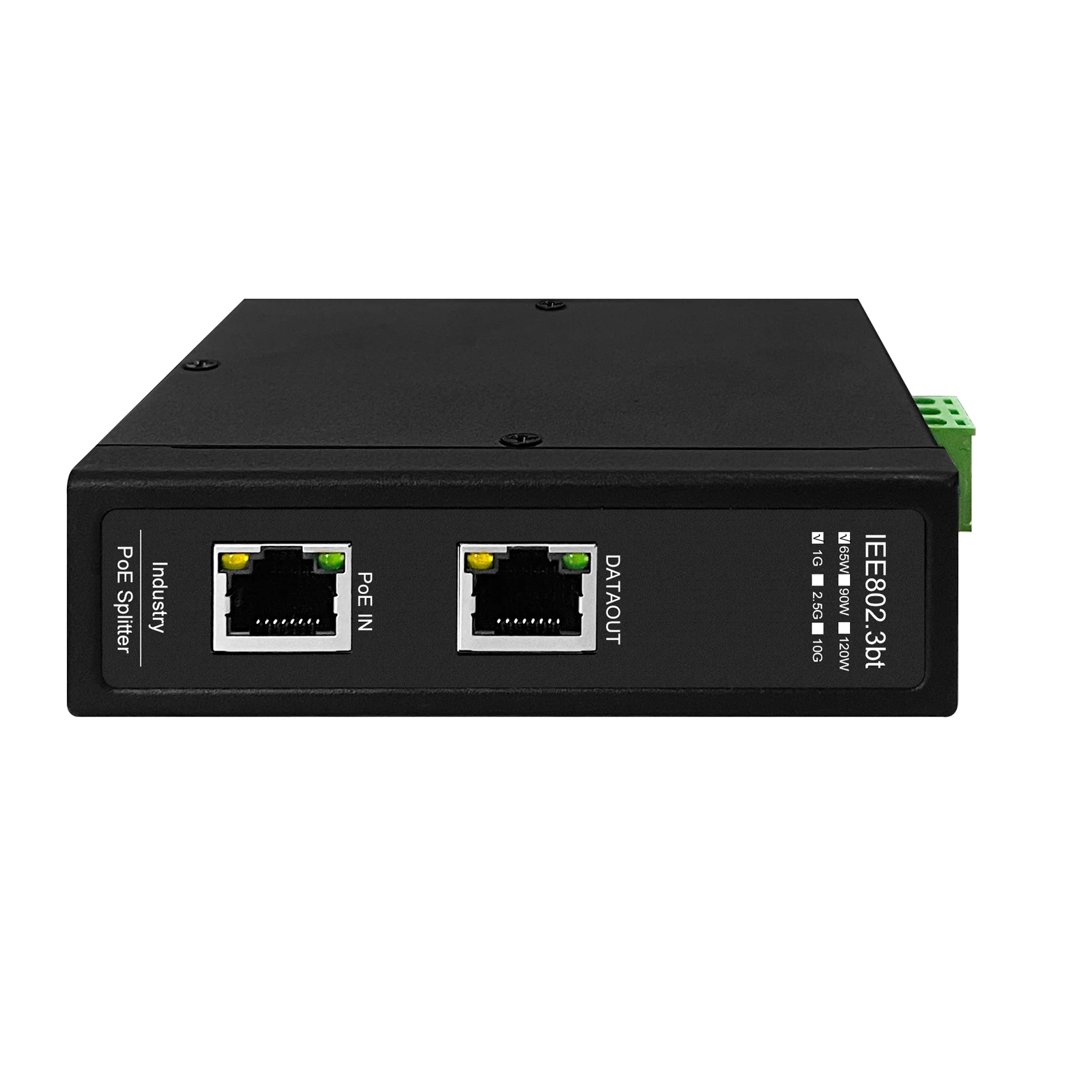 DIN RAIL Multi-Gigabit 2.5G POE Splitter 65W/90W/120W Power over Ethernet Separator with 12V/24V/48V Output for Network Equipmen