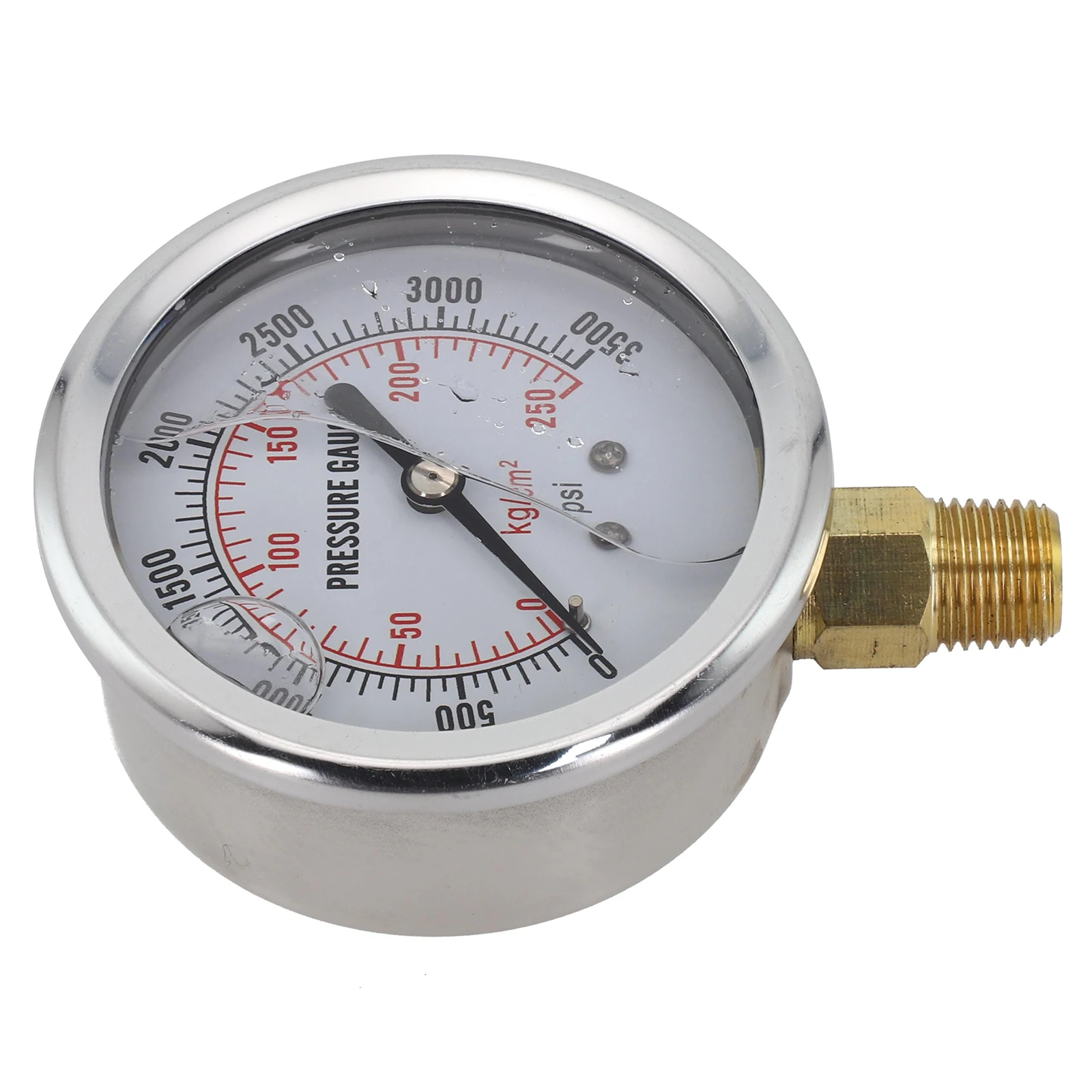 1PCS Stainless Steel Hydraulic Oil Pressure Gauge 1/4 Inch NPT Mount 0-3500Psi 0-250 Kgcm² Dual Pressure Scales For HVAC Systems