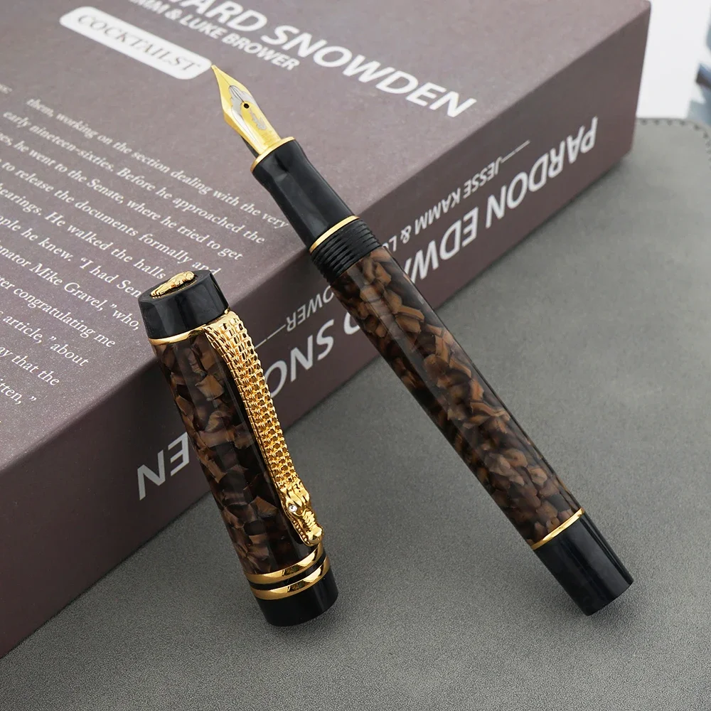 قلم حبر من السيليلويد على شكل تمساح بني ثلجي متوسط الحجم قلم حبر هدية للكتابة، مشبك تمساح للمكتب والمنزل والأعمال