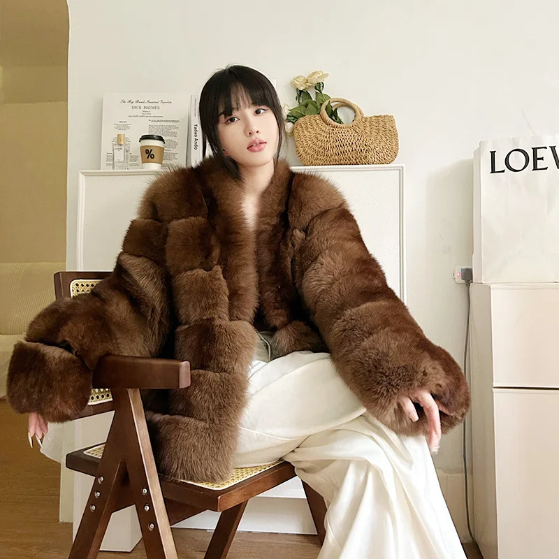 UMI MAO Imported Real Fox Fur Winter Jacket Women  Warm Fur Coat Women's Fur One-piece Fur Coat Femme