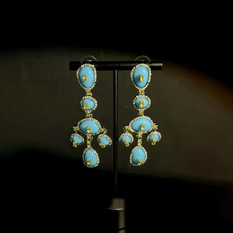 

Statement Fashionable Commuter Style Rhinestsone Water Drop-shaped Dangle Earrings Long Tassel Earrings
