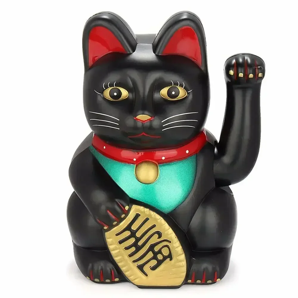 Delightful 5 Inch Waving Lucky Cat Statue Perfect for Store Displays and Home Accents Adorable Design Holding a Golden Nugget